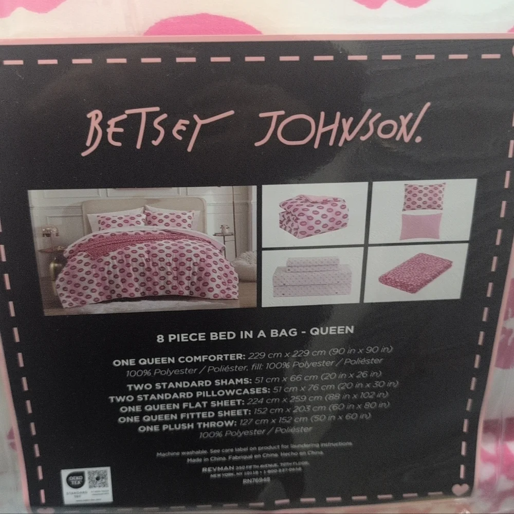 Betsey Johnson Pink Lips Queen Bedding Set